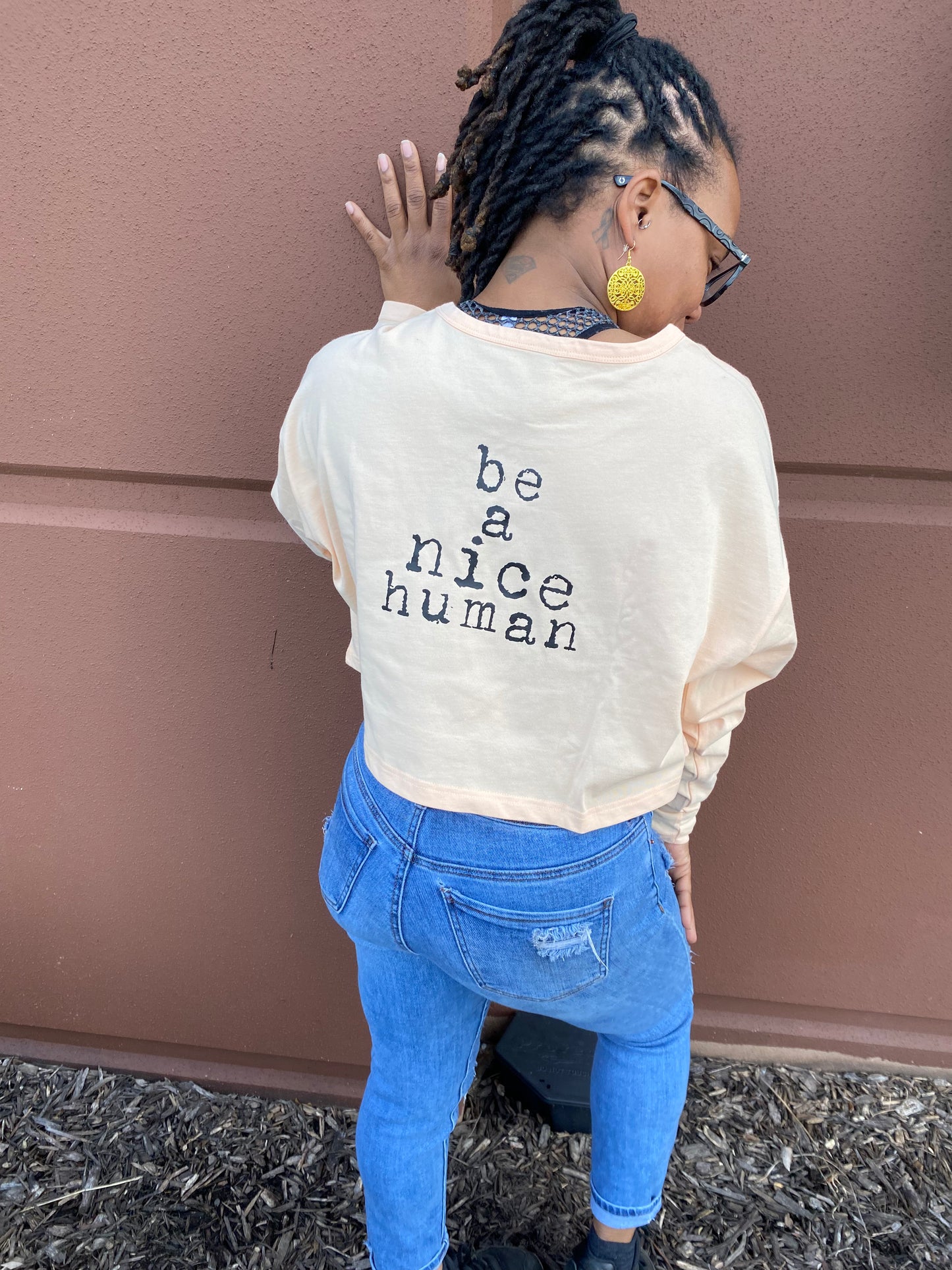 Be A Nice Human Long Sleeve Crop Top
