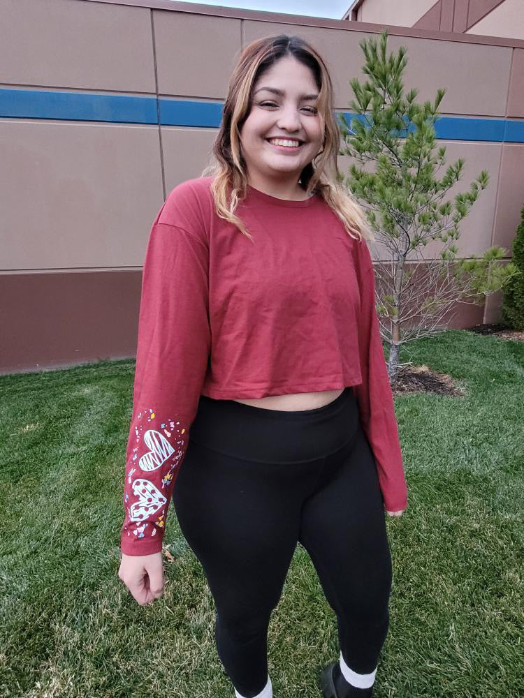Heart On Your Sleeve Long Sleeve Crop Top