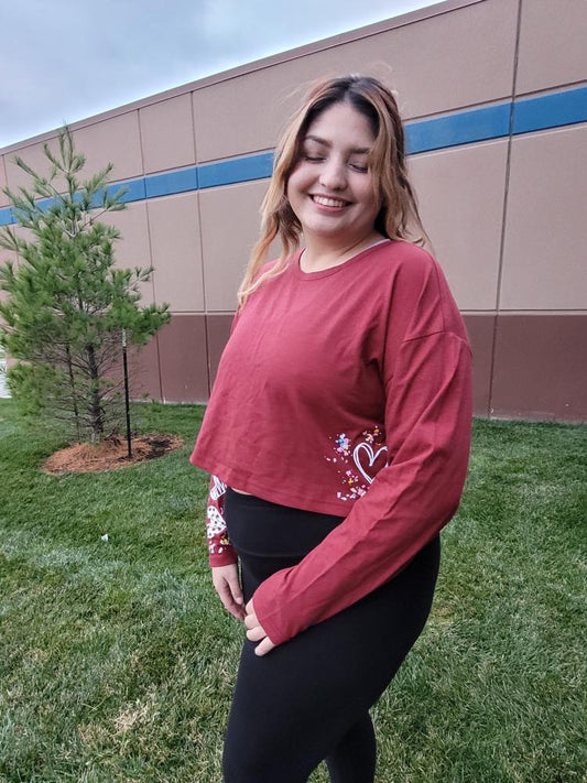 Heart On Your Sleeve Long Sleeve Crop Top