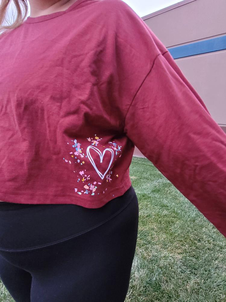 Heart On Your Sleeve Long Sleeve Crop Top