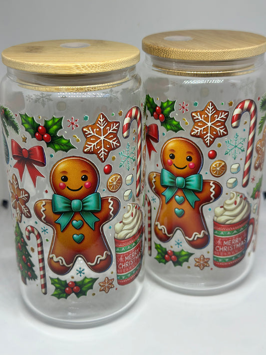 Gingerbread Glass Can Cups