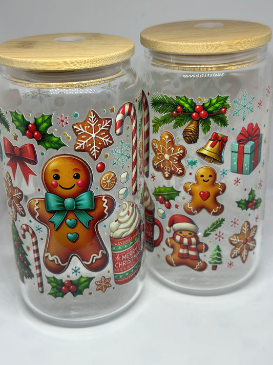 Gingerbread Glass Can Cups