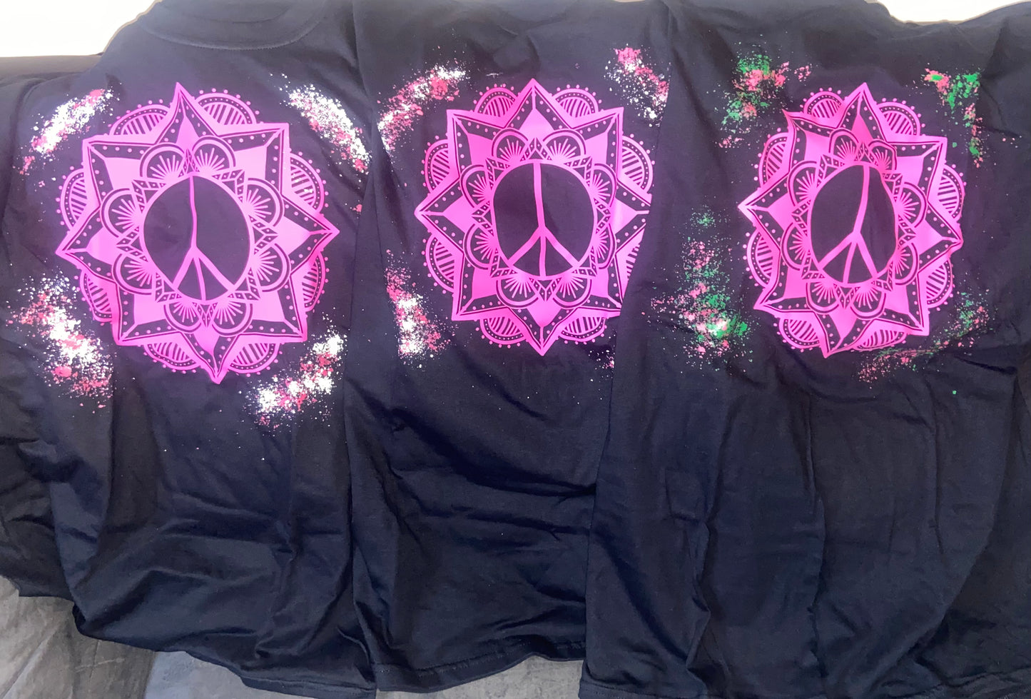 Pink Peace Sign Double Sided T-Shirt