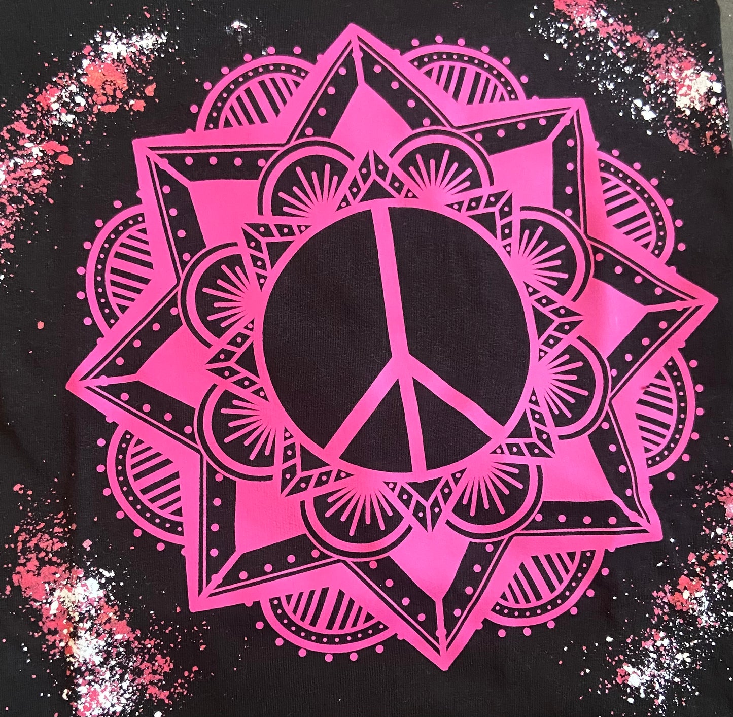 Pink Peace Sign Double Sided T-Shirt