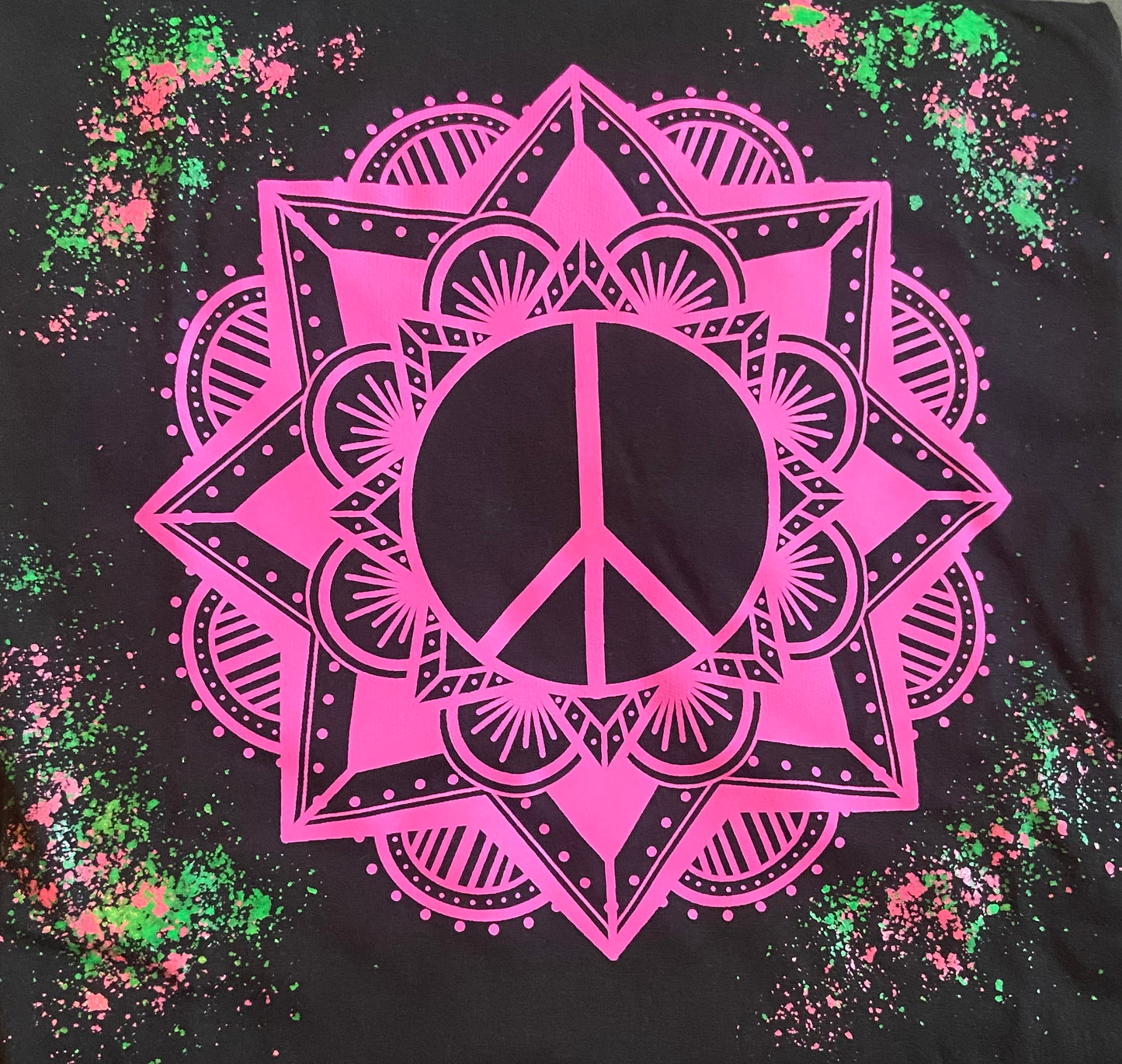 Pink Peace Sign Double Sided T-Shirt